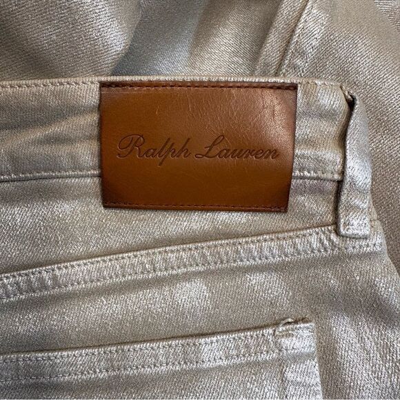 Ralph Lauren Pre-Spring Collection Sand Pearlescent Foil 160 Skinny Stretch Jean - Picture 15 of 16